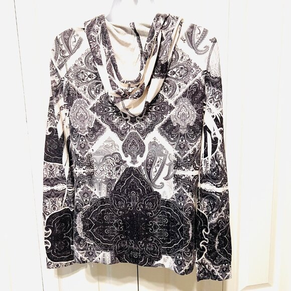 One World-Live and let Live-Silver Studded Y2K Zip Up Hoodie Sweater-PL-Pockets - Picture 12 of 16